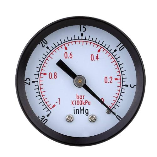 0 To -30 Bar - 0 To 1 Bar Mini Dial Air Vacuum Pressure Gauge Dual Scale Black
