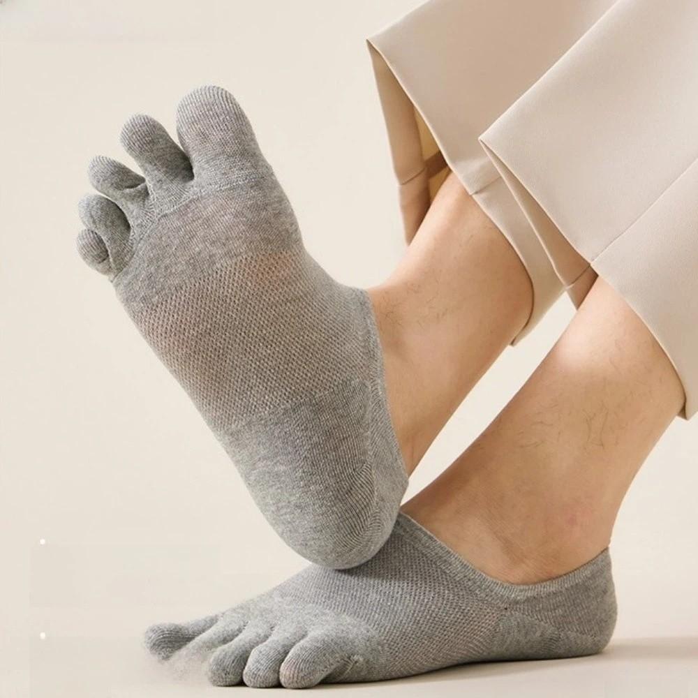 Solid Color Five Toe Socks Anti-Slip Toe Separate Socks Cool Feeling No-Show Socks Summer Wear