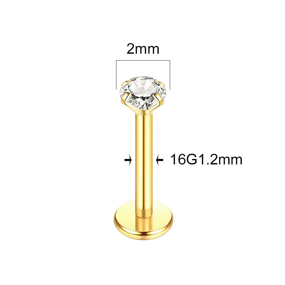 1pcs ASTM F136 Titanium Labret Piercing 2/3/4/5mm Zircon Ear Cartilage Tragus Lobe Helix Stud Earrings Piercings Body Jewelry
