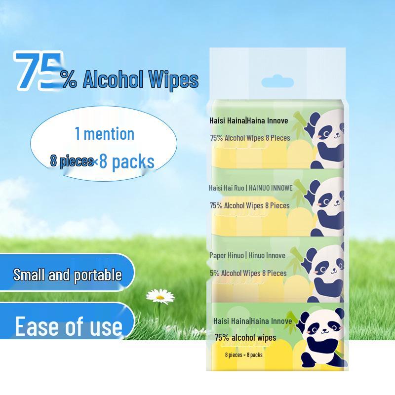 Haisihainuo 75% Alcohol Wet Wipes - Portable Hygienic Pack for Home, School, and Travel Use