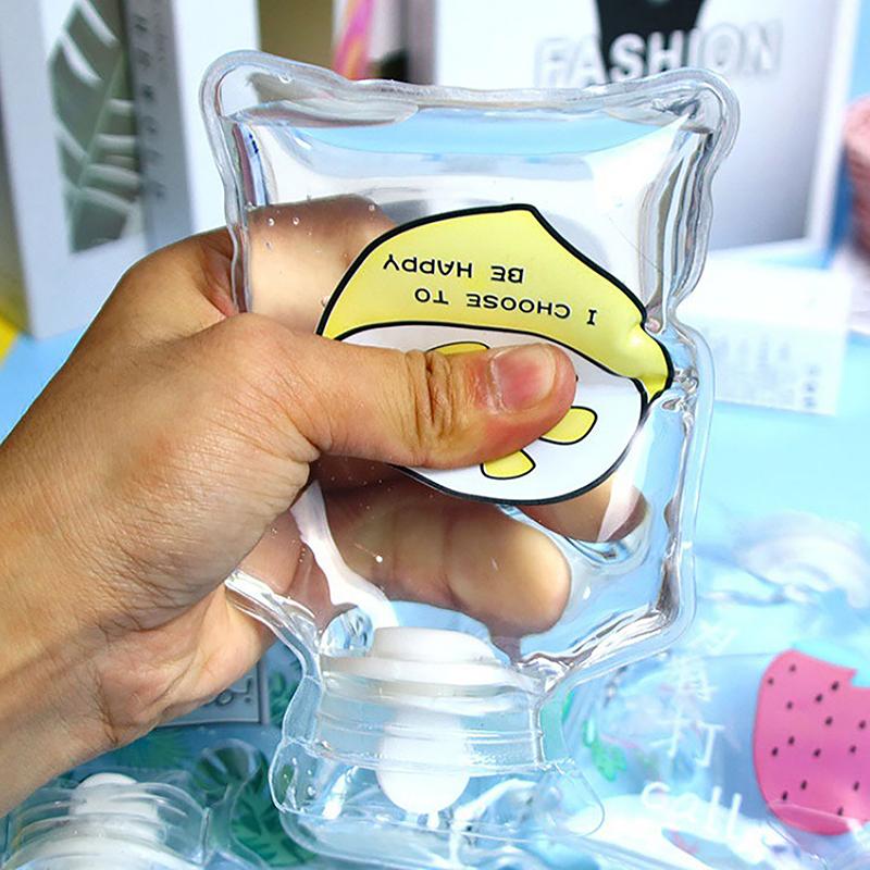 Portable Safe Hot Water Bag Cute Girl Heart Relaxing Transparent Warm Water Bottle Household Mini PVC Material Hand Warmer 1pc