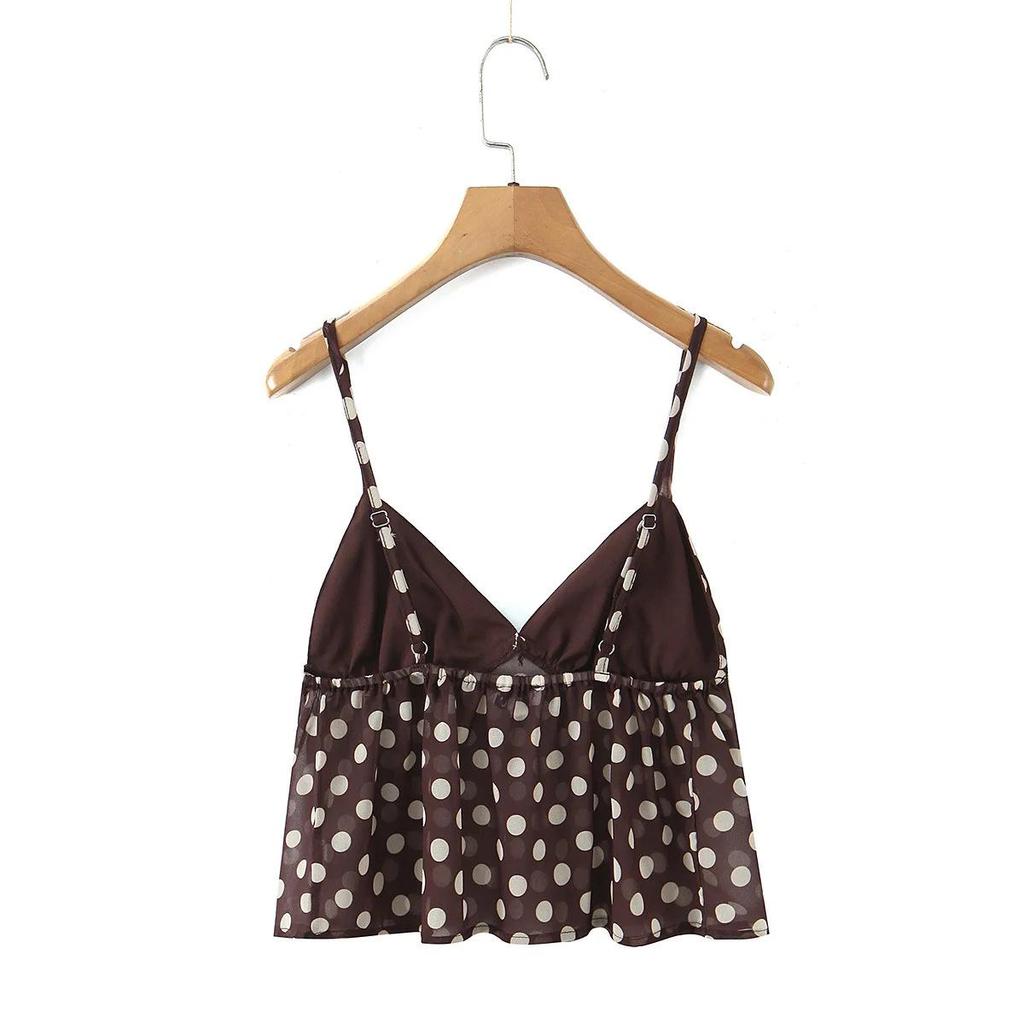 Women's Summer Polka Dot Camisole & Fishtail Midi Two-Piece Set