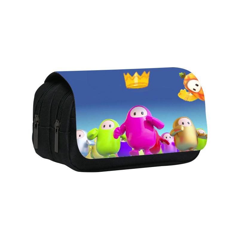 Fall Guys Pencil Case Double Layer Cartoon Stationery Bag For Students And Kids