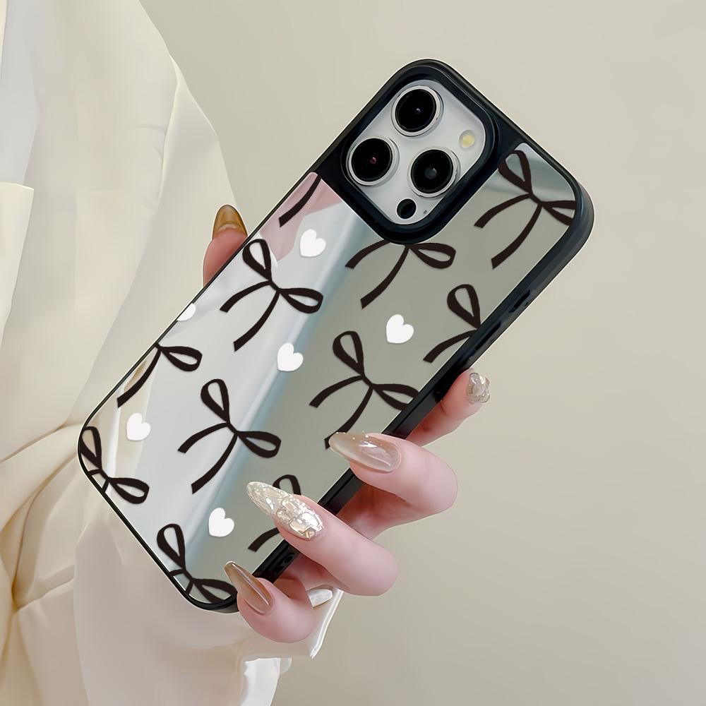 Spiegel Handyhülle für iPhone 15 11 13 14 für 15 16 Pro Max 12 13 16 Pro Wolke Blume und Tier Niedlicher Stil Handyhülle