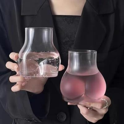 Tasse en forme de fesses de 450 ml, tasse à café amusante en verre borosilicate épais et transparent pour femmes, tasse amusante pour adultes, pour le lait et l'eau