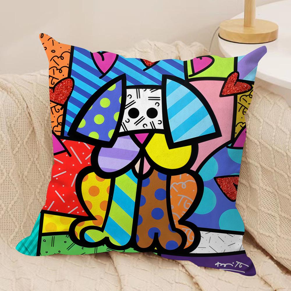 BBritto Art Design Abstract Cushion Cover Silky Short Plush Invisible Zipper Dustproof Sofa Pillow Case For Home Decor