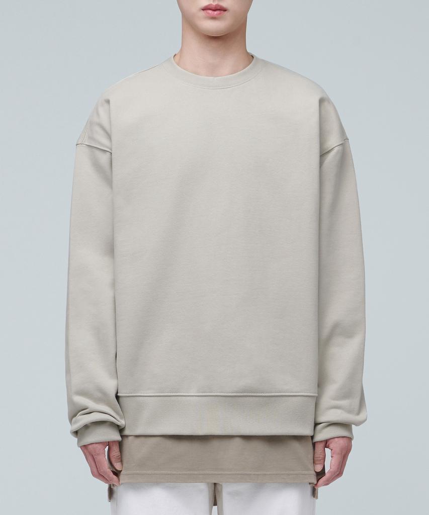 MUSINSA STANDARD Layered Crew Neck Long Sleeve T-Shirt_Long Length [Dusty Beige]