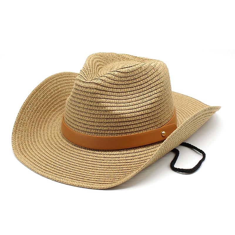 Tibetan Western Cowboy Hat Men And Women Beach Hat Sun Protection Big Edge Hat Summer 9Cm Brim Sunshade Straw Hat