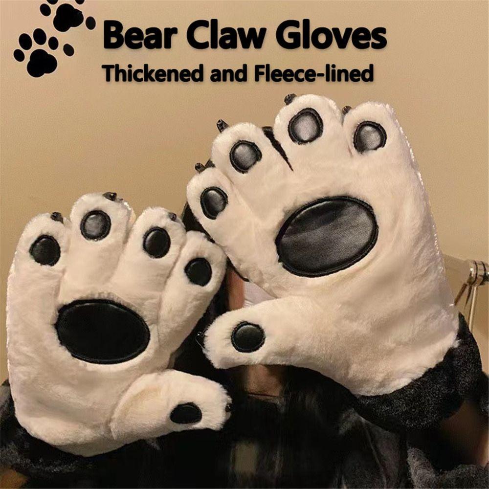 Winter Warm Bear Paw Gloves Soft Fluffy Fleece Gloves Fashion Plush Gloves  for Women Girls