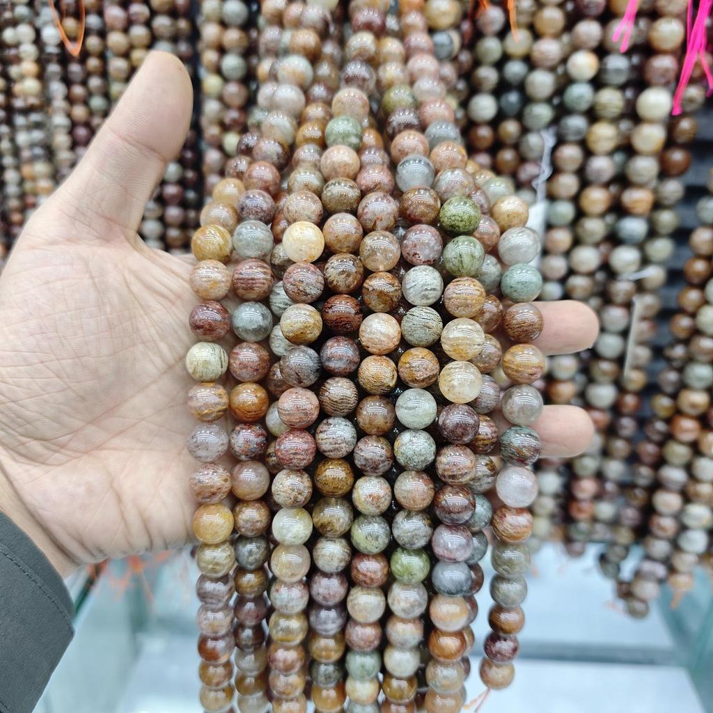 7A Natural Crystal Thousand-Layer Phantom Round Beads for DIY Jewelry and Accessories