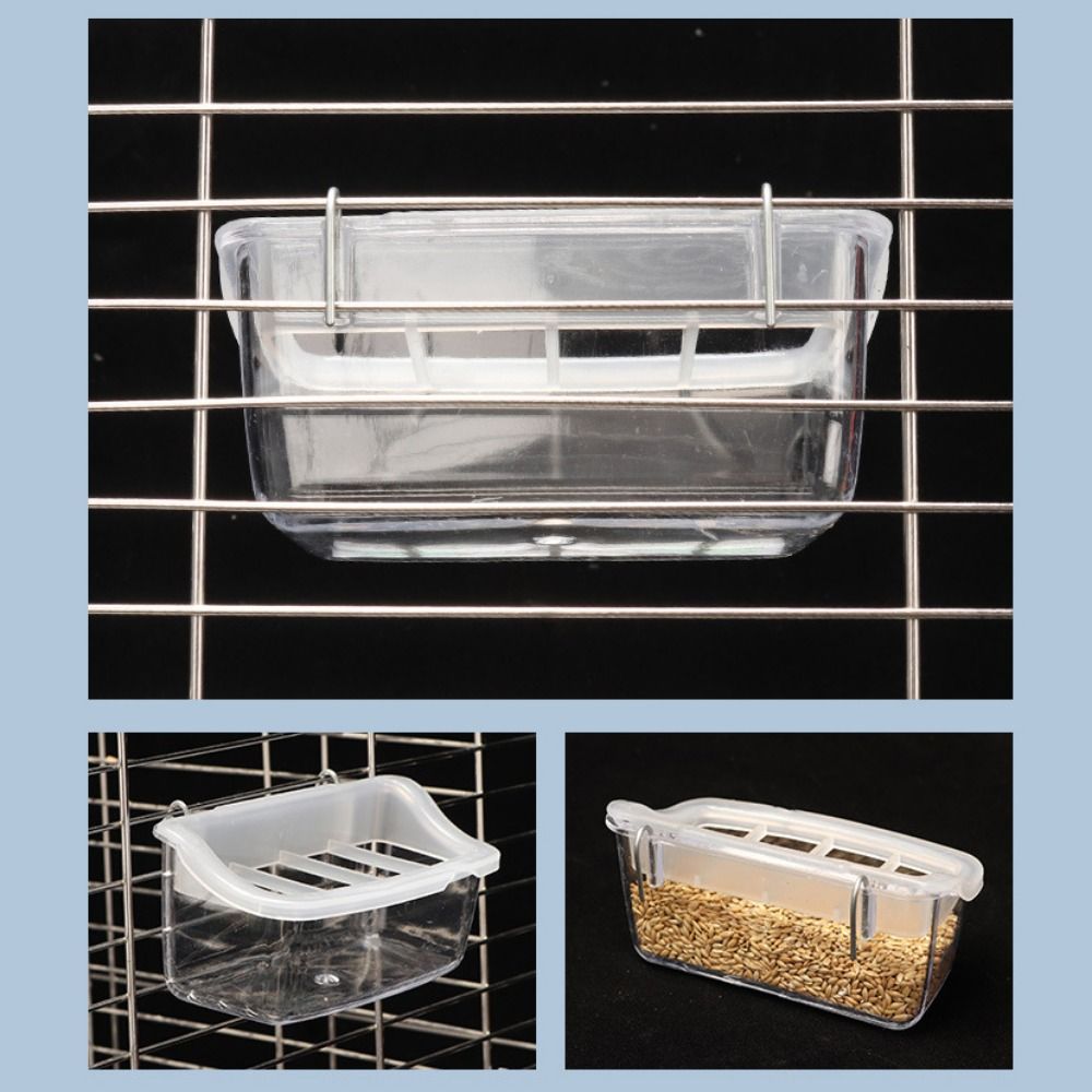 Прозора коробка з їжею для птахів, пластикова таріль для їжі для папуг, що висить, годівниця для голубів у клітці