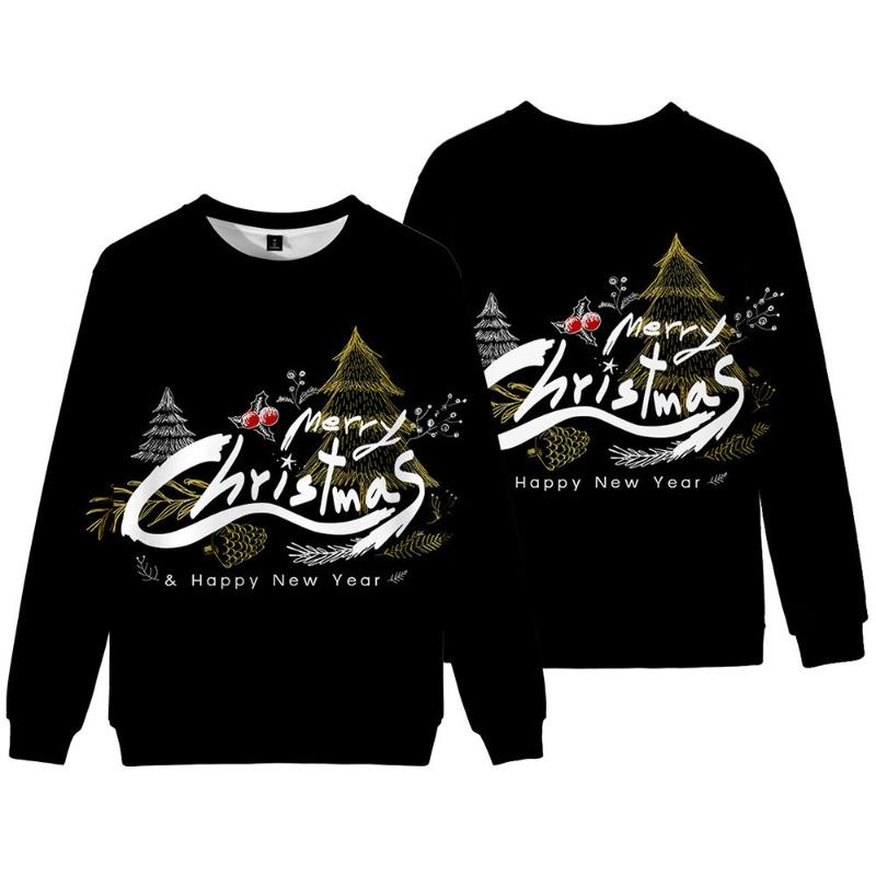 New Christmas Elderly Snowman 3D Digital Casual Round Neck Long Sleeve Men's Women's Hoodies