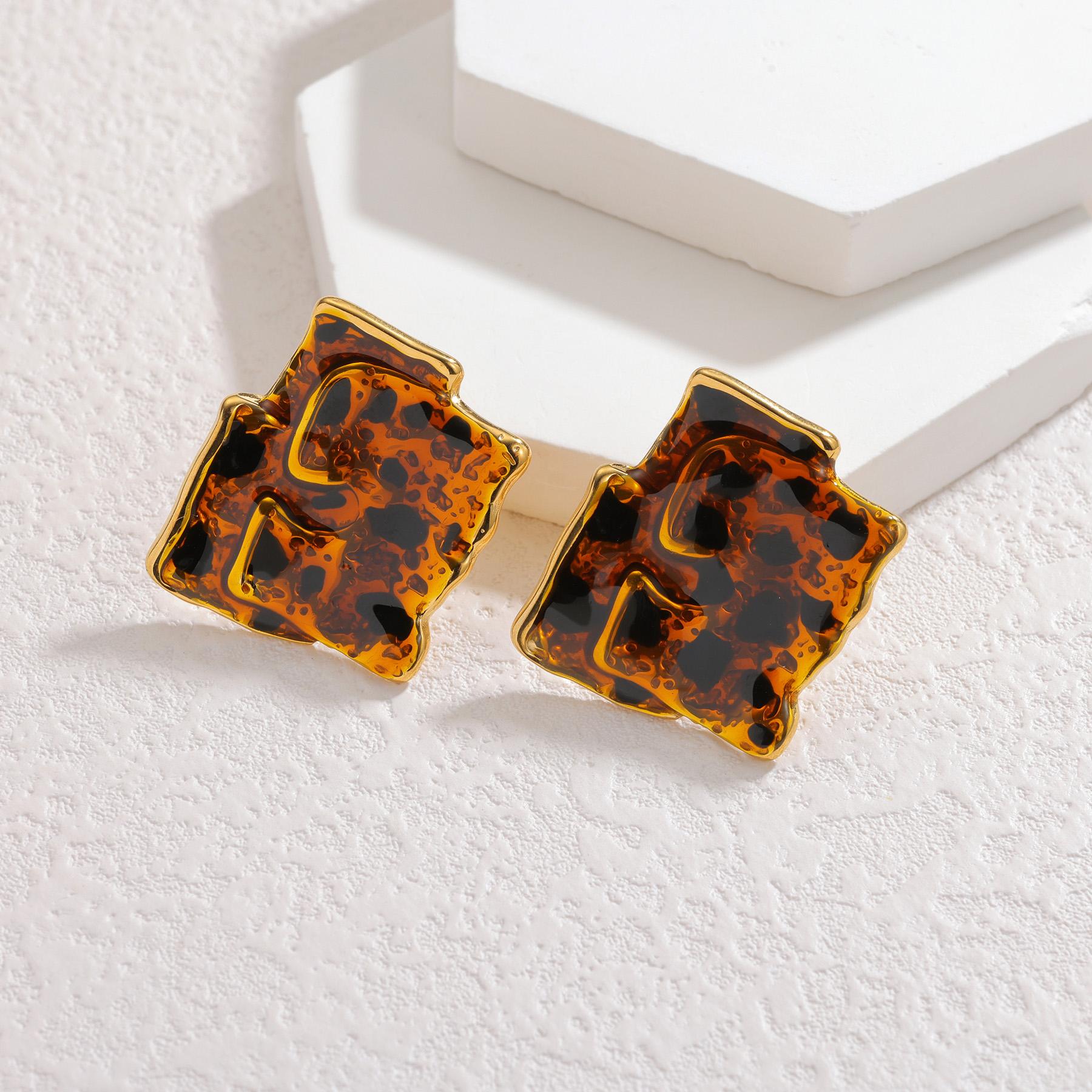 

Atoztide New Romantic Vintage Flower Zircon Earring for Women Stainless Steel Retro Leopard Print Earring Christmas Jewelry Gift
