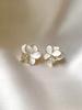 2023 Spring/Summer Elegant Korean Style White Drip Glaze Cubic Zirconia Flower Earrings