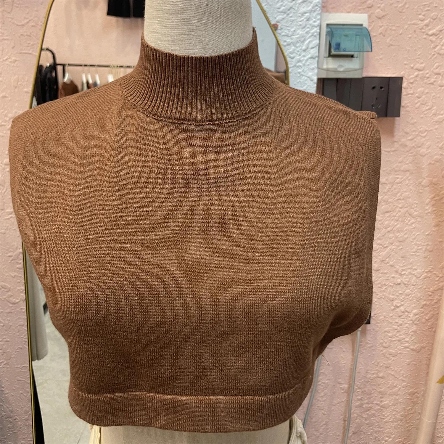 

Однотонные декоративные воротники, шарф с высоким воротником, фальшивый воротник, вязаный свитер для женщин, съемный, высокая эластичность, обычная мода