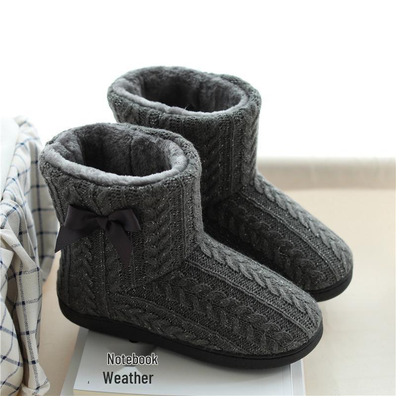 Women's Winter Non-Slip Thick Sole House Slippers with Heel-Covered Cotton Design