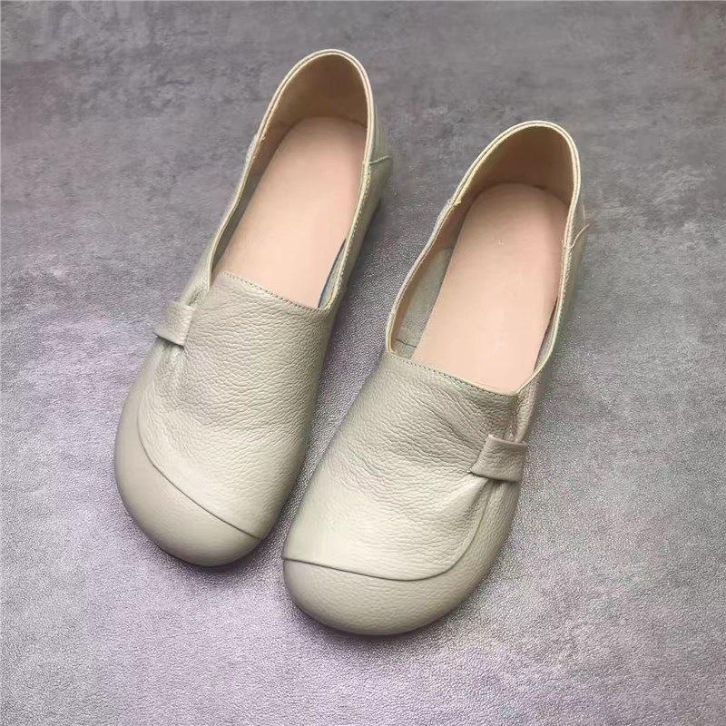 Soft leather mother shoes summer new beef tendon soft sole comfortable middle-aged and elderly non-slip lazy shoes one pedal work women's shoes