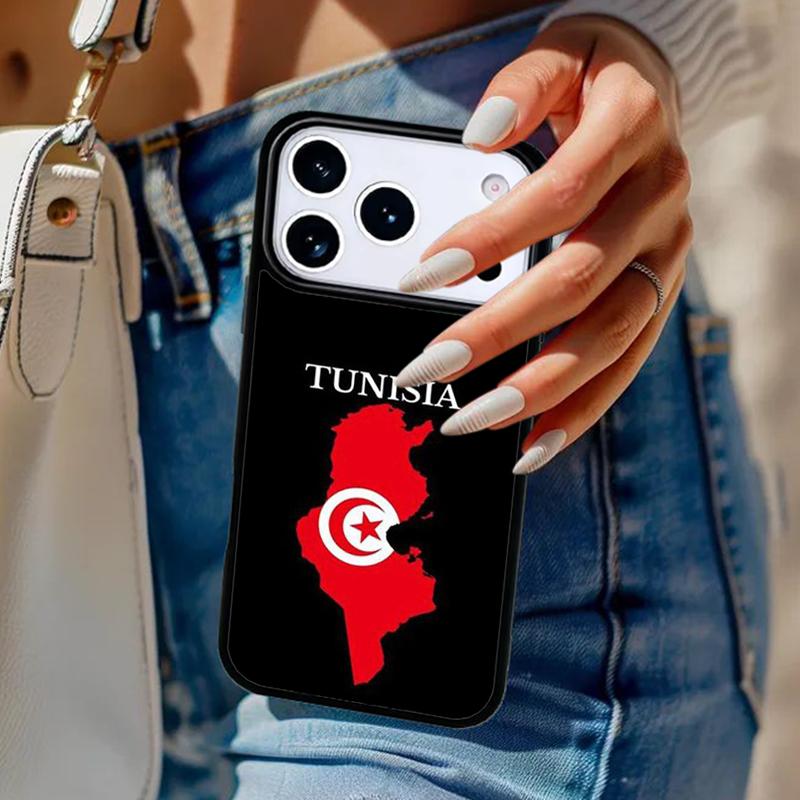 Tunisia Flag Map Phone Case For iPhone 17 Air 14 15 13 12 Max Cover For Apple 16e 11 Pro Max Plus Coque