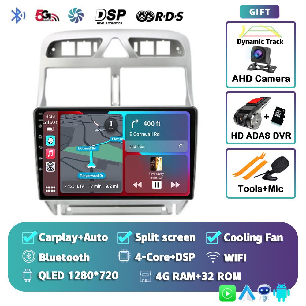 Android 14 Carplay Auto 4G+WIFI 2din Car Radio For Peugeot 307 2002-2013 Multimedia Video Player GPS Navigation Head Unit Stereo