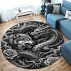 Sketch Armor Dragon Wolf Truck Round Area Rug,Carpet Rug for Living Room Bedroom Sofa Playroom Decor,Non-slip Floor Mat
