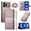For iPhone 17 Pro Max Case Rhombus Stitching Wallet Stand Leather Phone Cover with Long/Short Strap