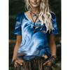 Plus Size Women's 2026 Summer New 3D Print V-Neck Short Sleeve T-Shirt, Slimming Loose Fit Versatile Casual Top, No Accessories Included