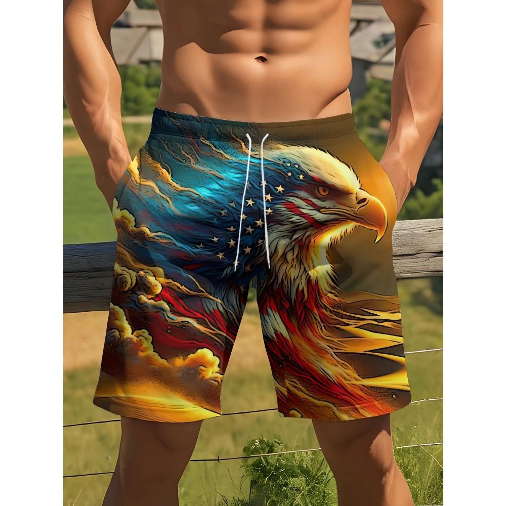 Fashionable Comfortable Plus Size Drawstring Loose Fun 3D Shorts Men Creative Colorful Summer Leisure Holiday Cool Daily Versatile Shorts