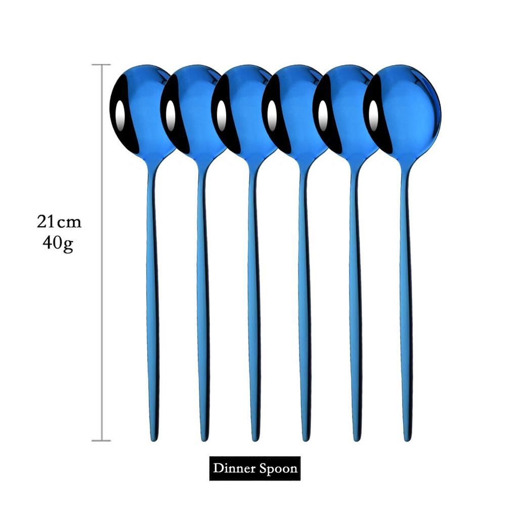 Buy 6Pcs Colorful Dinnerware Cutlery Spoons Set Long Handle Mirror