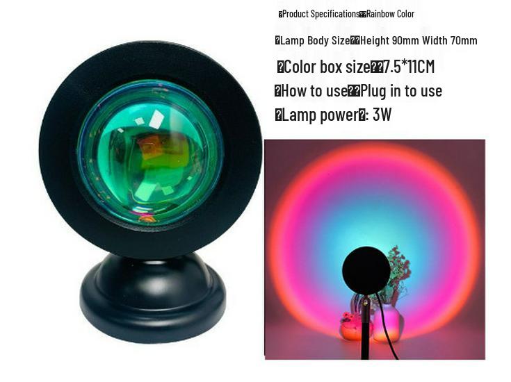 

Sunset Rainbow Mini Desk Lamp - Internet Celebrity Ambiance Projection Light with USB Cable