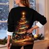 Women's Casual Fashion Round Neck Plus Velvet Thickened Christmas Print Sweatshirt