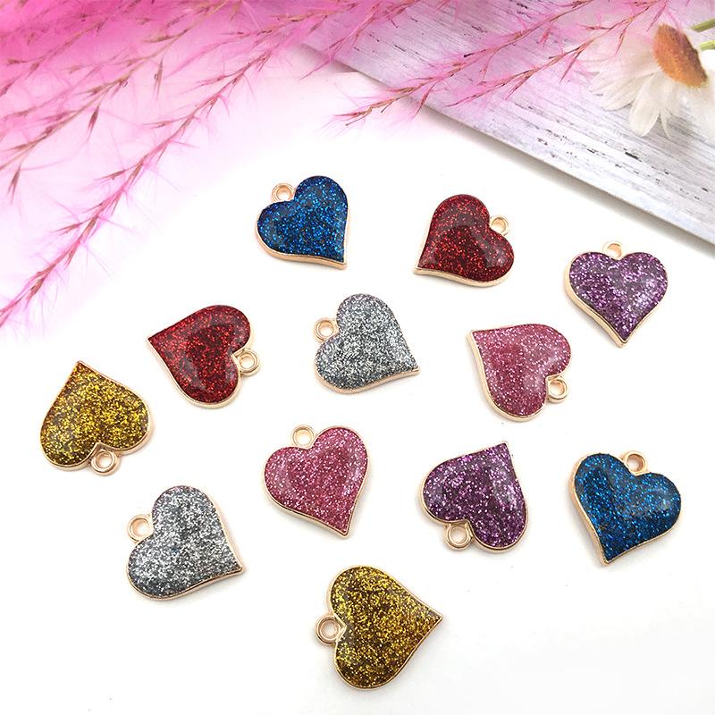 Love Pendant Dripping Green Onion Powder Peach Heart Pendant DIY Bracelet Necklace Accessories 5pcs Loose Beads Fashion  Accessories