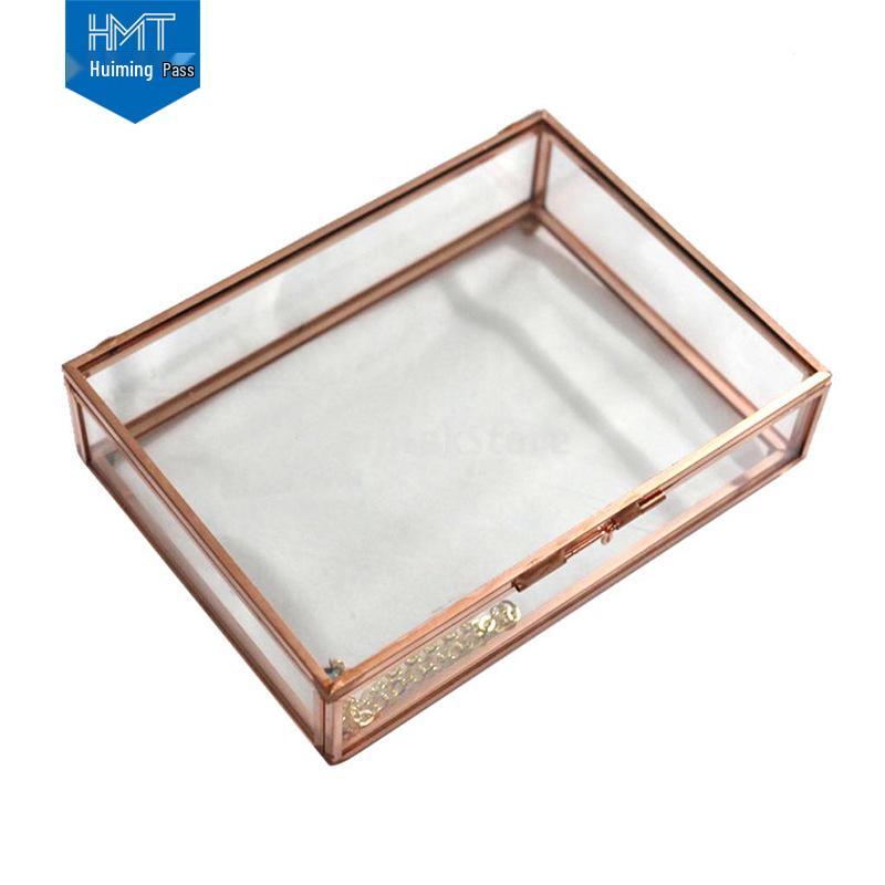 Elegant European Glass Jewelry and Cosmetics Organizer with Flip Lid