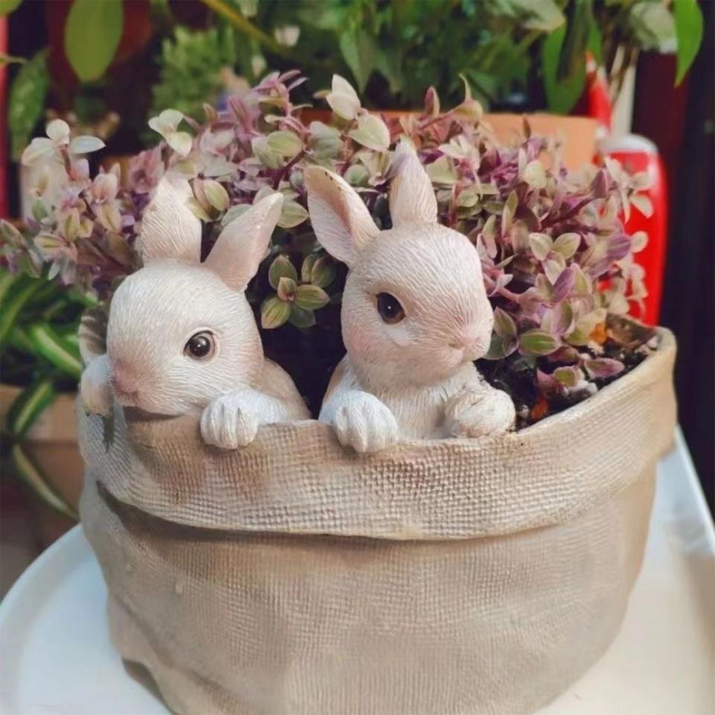 Harz Osterhase Pflanzgefäß Dekorative Kaninchen Blumentöpfe Ornament Niedliches Pflanzgefäß im nordischen Stil für Zuhause, Hof, Rasendekoration