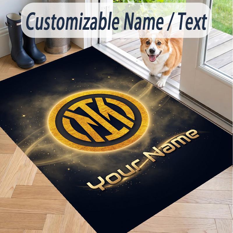 Custom Text Printed Rug Inter Milan Non Slip Floor Carpet For Home Room Decor