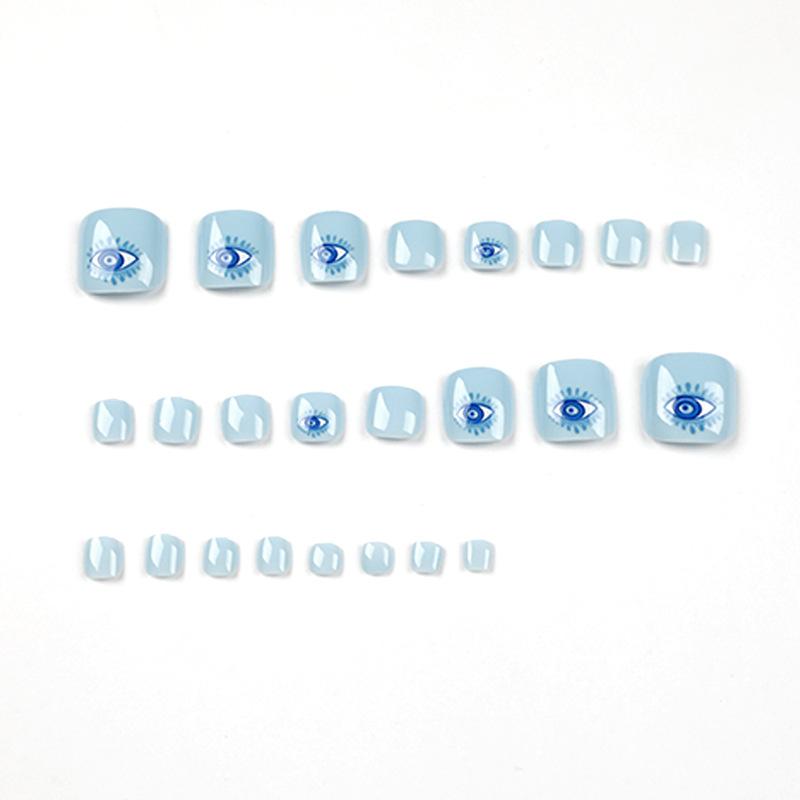 Wearing Nail Blue Foot Nail Cool Eye Nail Art Foot Nail Patch Finished Product Removable Fake Nail Nail
