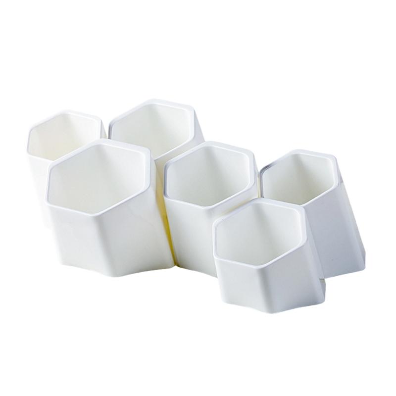 Oblique Pen Storage Holder Desk Pencil Holder Cup 6 Compartments Makeup Brush Organizer Holder for Bedroom Office