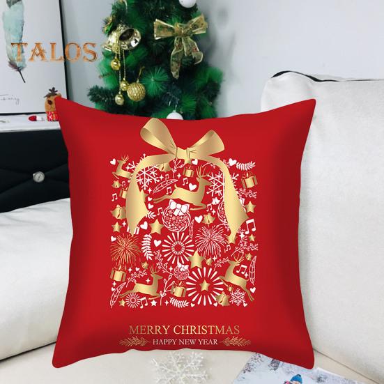 45x45CM Christmas Square Pillow Case Red Elk Snowflake Bell Stocking Star Zipper Reusable Sofa Bedroom Decoration Pillow Cushion Cover Party Supplies