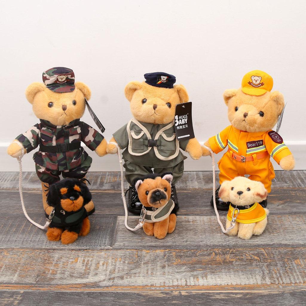 Police Bear German Shepherd Plush Toy With Collapsible Rope For Kids Gift And Collectors