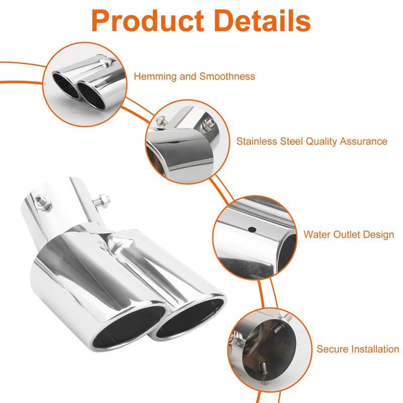 Car Universal One To Two Tail Throat Double Pipe Tail Pipe Stainless Steel Exhaust Pipe Modification Supplies