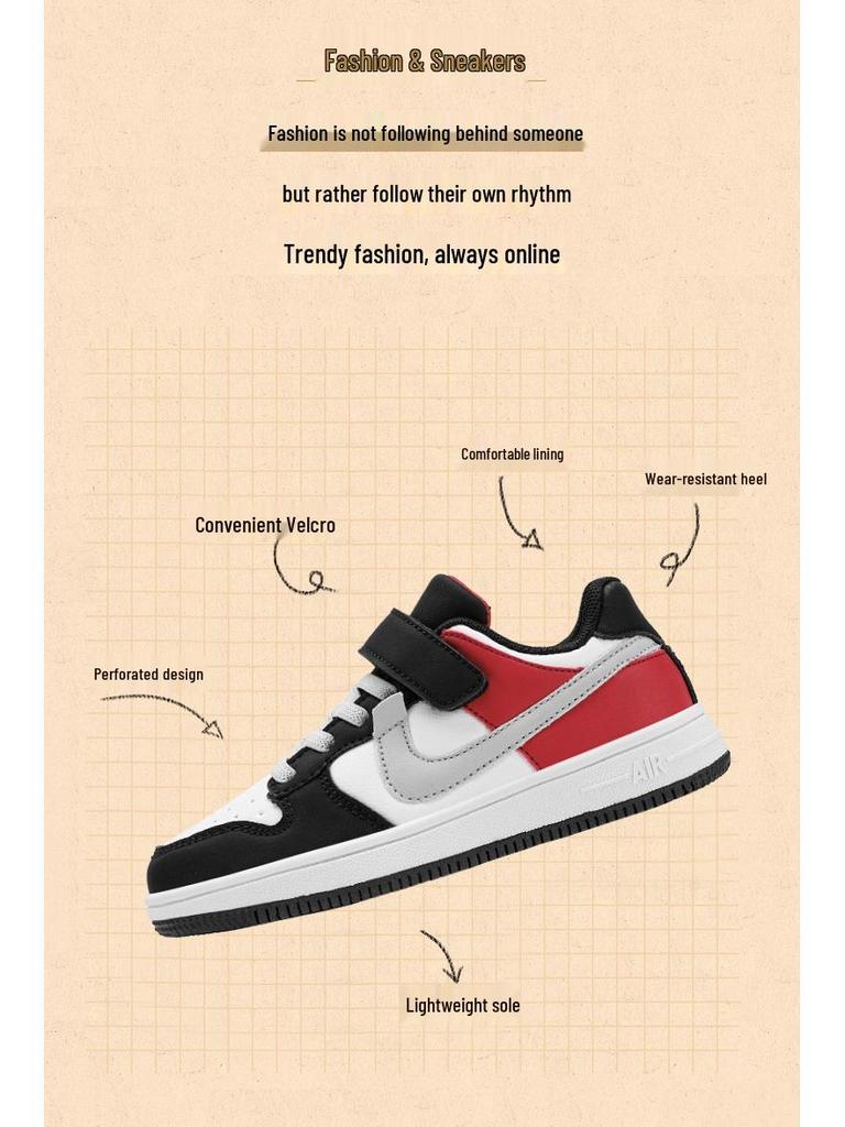 2025 Autumn Genuine Leather Skate Shoes - Breathable Casual Sports Shoes for Boys & Girls, Middle & Big Kids