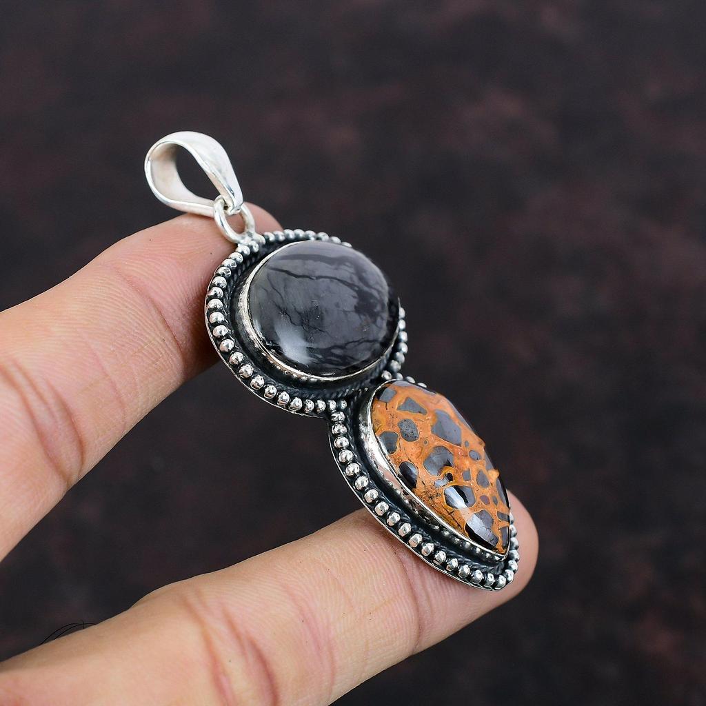 Picasso Jasper Pendant Bauxite Pendant 925 Sterling Silver Pendant Gemstone Handmade Jewelry Vintage Pendant Gift For Women Designer Jewelry