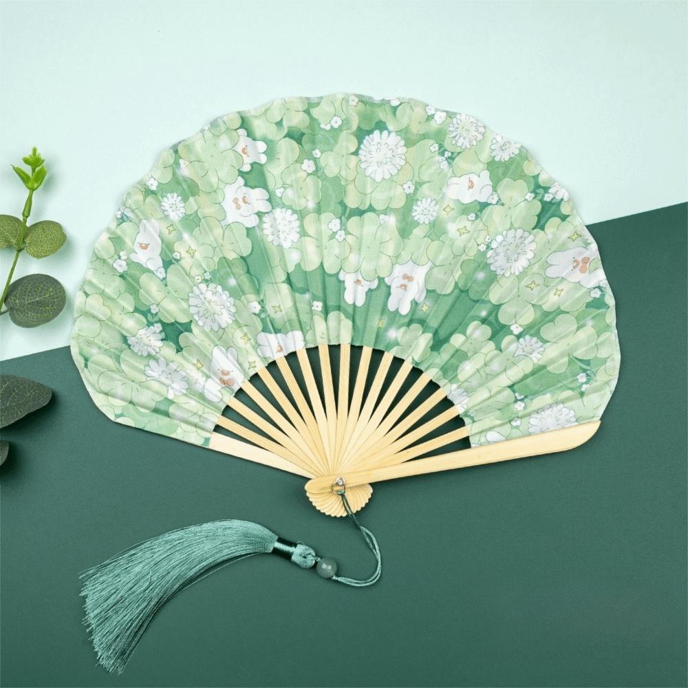 Creative Cotton Linen Cloth Retro Shell Fan Handheld Chinese Style Chinese Style Fan Folding Hand Fan Craft