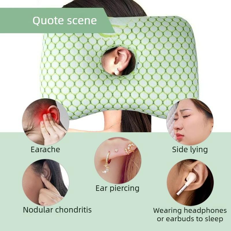 Pernă pentru Piercing Ureche cu Umplutură de Bumbac Pernă Respirabilă Ergonomică cu Orificiu pentru Ureche Pernă Portabilă Confortabilă pentru Cercei