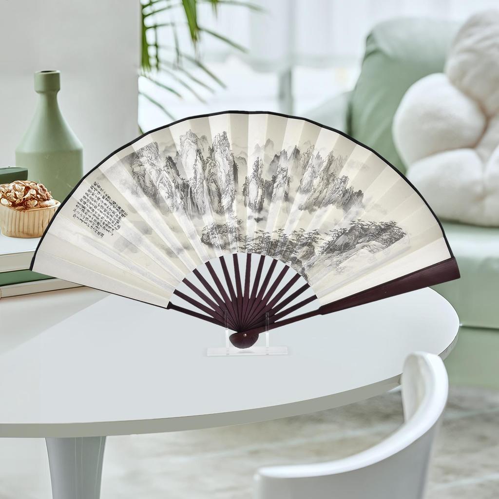 Handheld Folding Fan Display Stand Acrylic Hand Fan Organizer Stage Rack Performance Props Holder for Easy Assembly and Storage