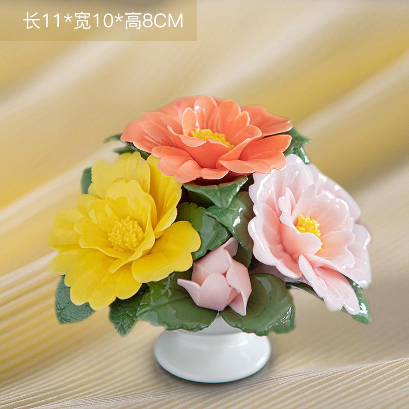 Keramik-Simulations-Blumenkorb-Ornamente Handgefertigte Mini-Blumenkörbe Kreative Kaffeetisch-Wohnzimmer-Tischdekorationen
