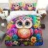 Owl Flower 3D Cartoon Print Bedding Cover Pillowcase Fantastic Colorful Style Comfortable Polyester Duvet Cover With Pillowcase