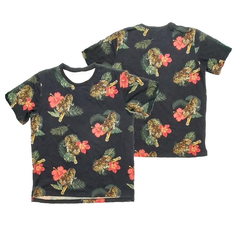 Floral Tiger Print Double Sided T-Shirt - Large Unisex T-Shirt L