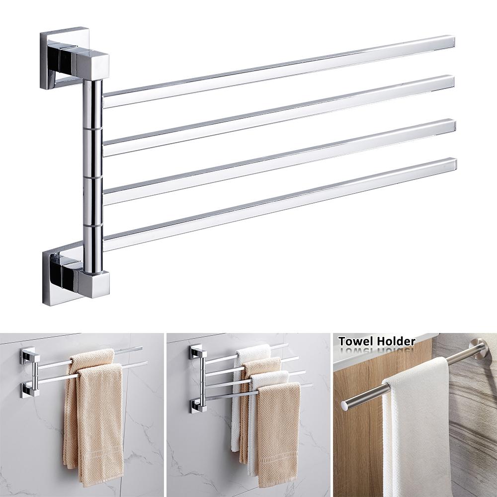 Towel Holder Stainless Steel 2/4 Swing Arms Towel Rail Wall Mounted Towel Rack Space Saving Bathroom Hardware Durable Rust-Proof