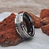 8mm Silver Tungsten Ring for Men–Durable with Mechanical Seal Inlay. Sleek and Unique Design, Perfect for Everyday Wear or Special Occasion