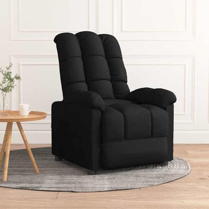 Fauteuil inclinable - MAISON EXCLUSIVE - Noir tissu - Manuel 3 positions - Cadre bois & métal - Accoudoirs rembourrés